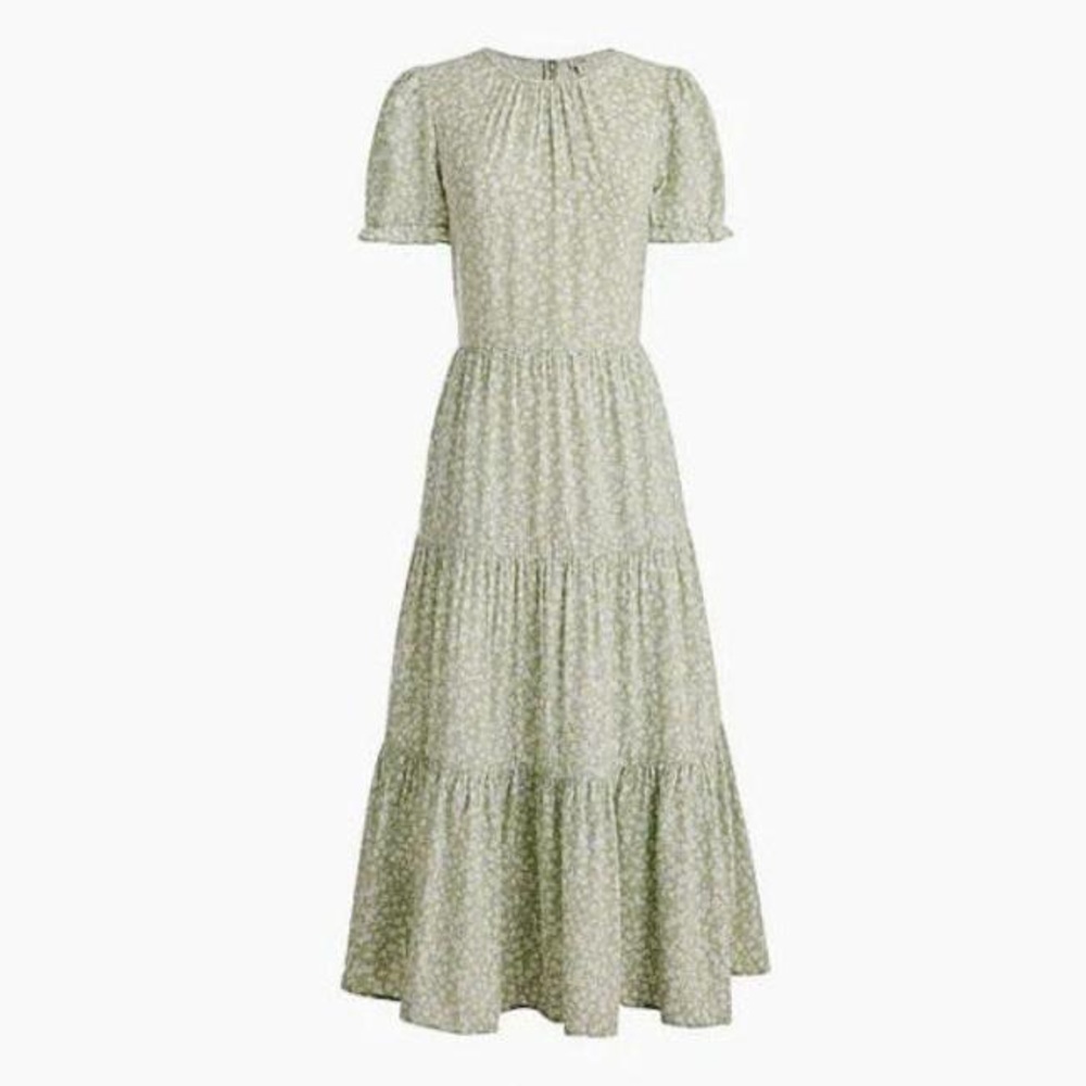 Jcrew Floral Puff Sleeve Tiered Midi Dress sz.XS NWT
